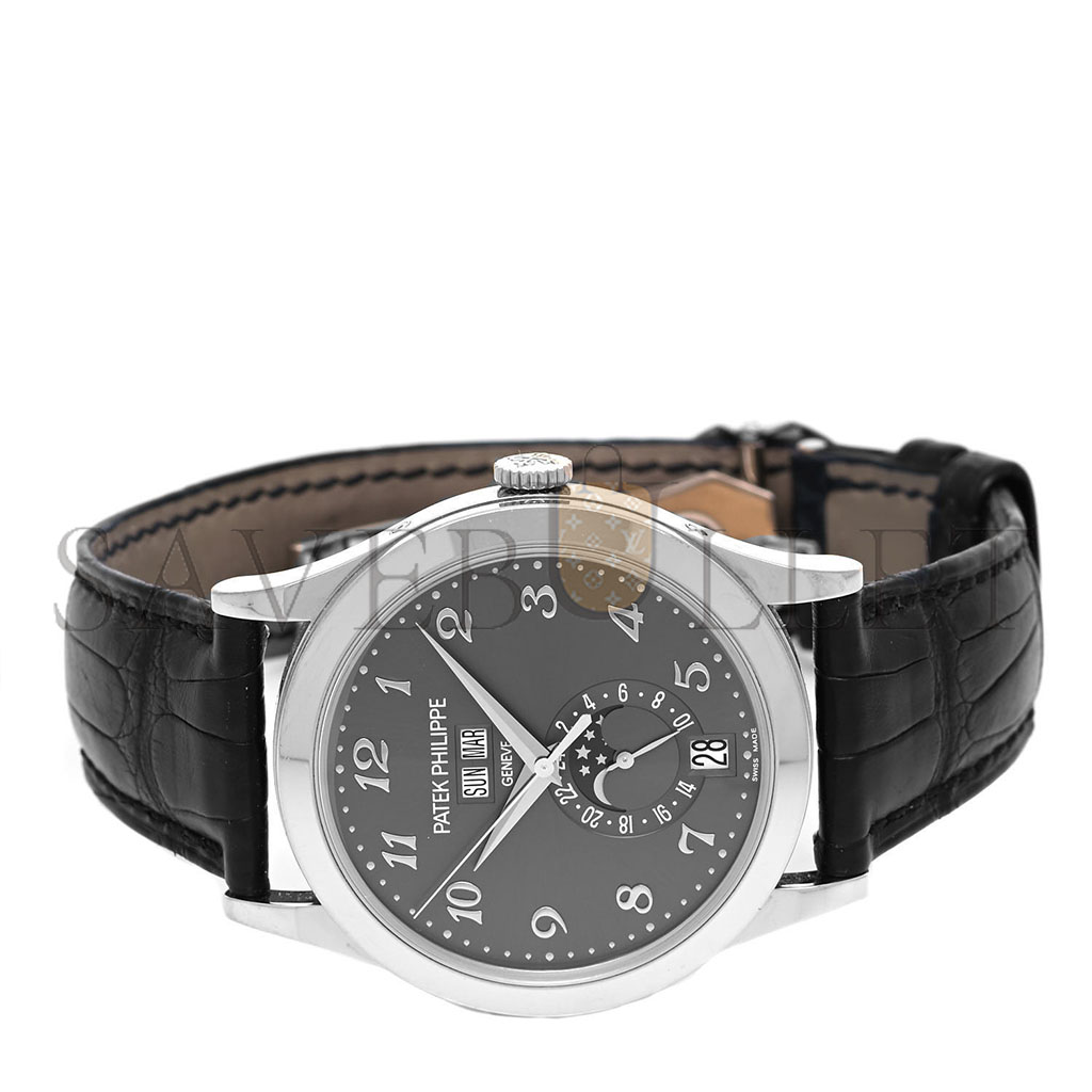 P**ek Ph**ppe 18k white gold alligator 37mm automatic watch 5396g-014